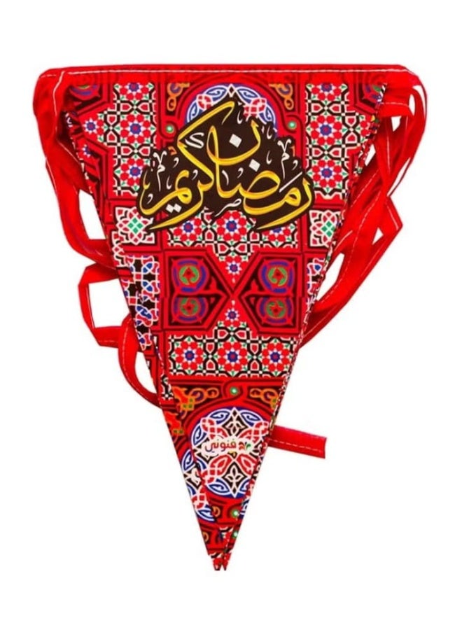 “Set of 3 large triangular Ramadan decorations made from high-quality double-sided printed cardboard. Perfect for adding a colorful and elegant festive touch to any room or corner, creating a joyful and lively Ramadan atmosphere for family and friends - Image 3
